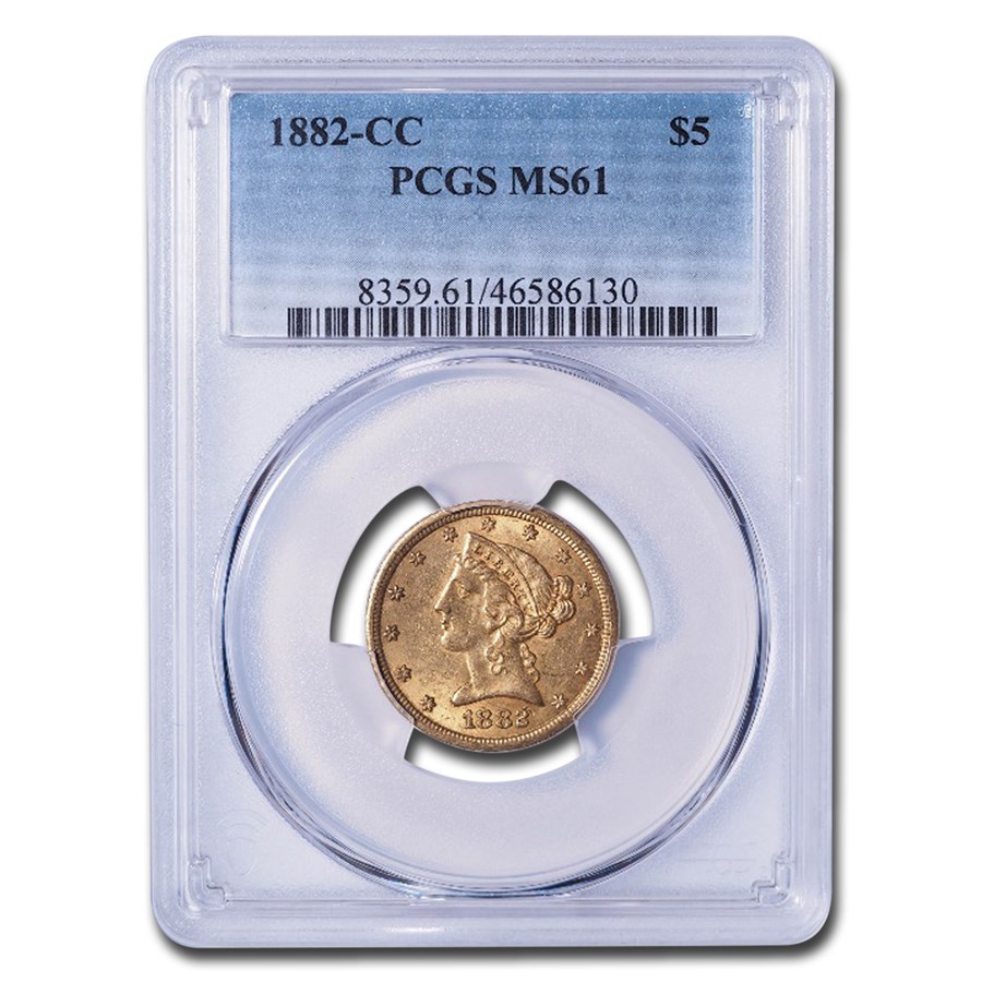 1882-CC $5 Liberty Gold Half Eagle MS-61 PCGS