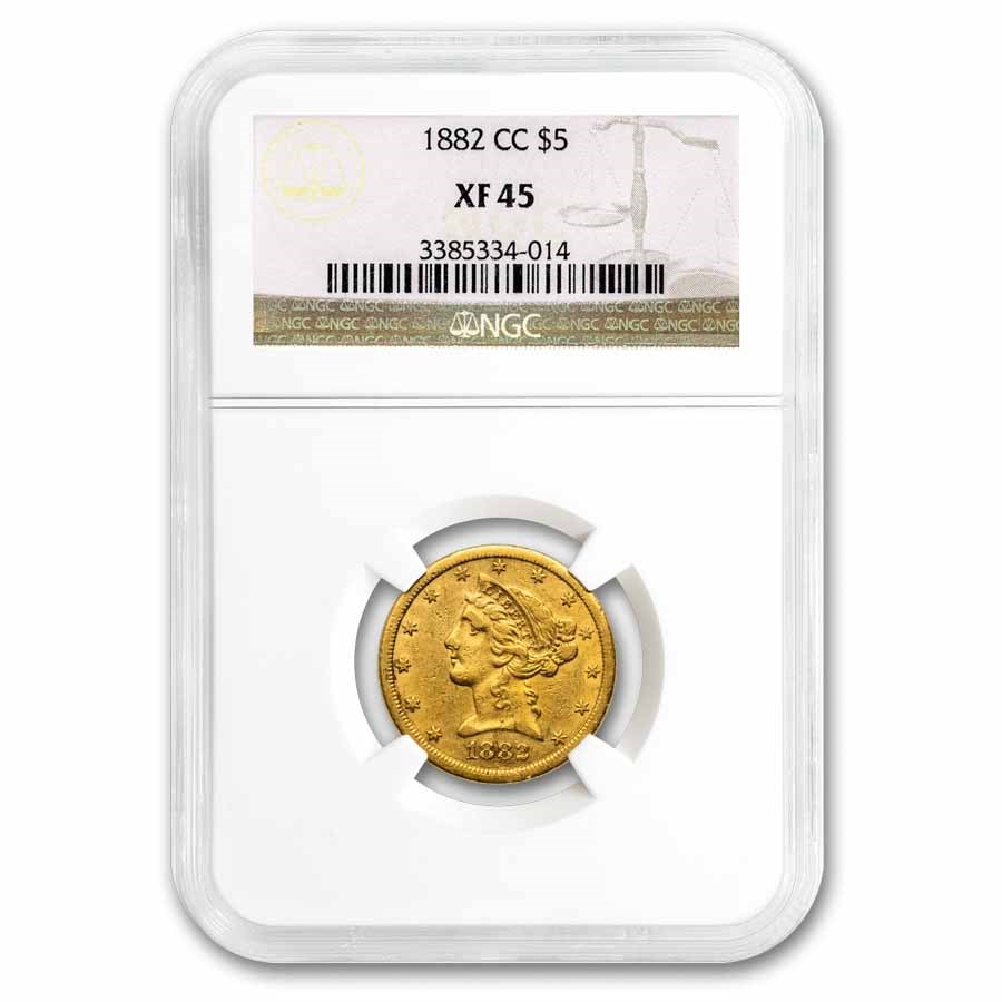 1882-CC $5 Liberty Gold Half Eagle XF-45 NGC
