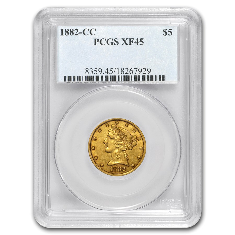 1882-CC $5 Liberty Gold Half Eagle XF-45 PCGS