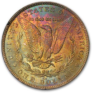 1882-CC Morgan Dollar MS-62 (Colorful Rev Toning, GSA Holder) 1882-CC Morgan Dollar MS-62 (Colorful Rev Toning, GSA Holder)