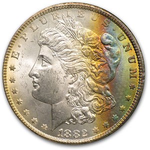 1882-CC Morgan Dollar MS-63 (GSA, Rainbow Obv) 1882-CC Morgan Dollar MS-63 (GSA, Rainbow Obv)