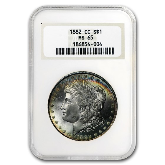 1882-CC Morgan Dollar MS-65 NGC (Blue Obv Toning) 1882-CC Morgan Dollar MS-65 NGC (Blue Obv Toning)