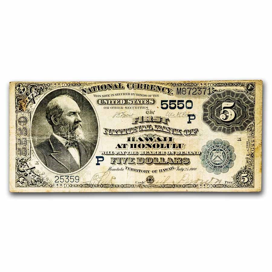 1882 DB Territorial $5.00 Honolulu, HI Fine (Fr#537, Dtls)CH#5550