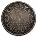 1882-H Newfoundland Silver 50 Cents Victoria Fine