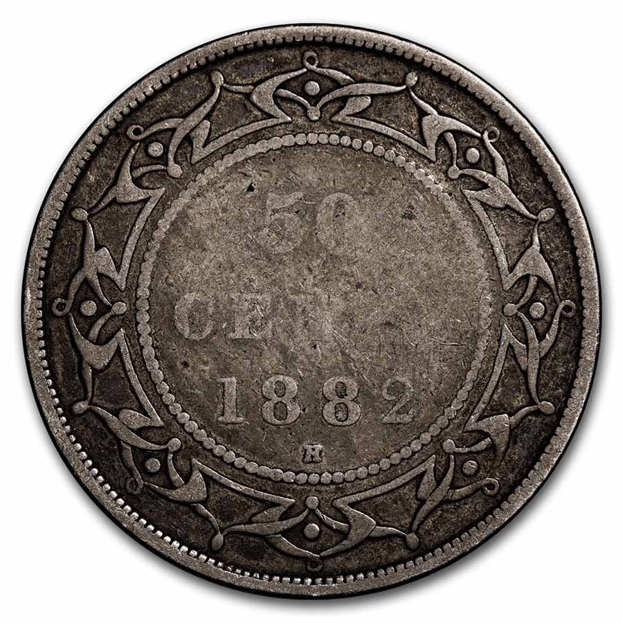 1882-H Newfoundland Silver 50 Cents Victoria Fine
