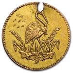 1882 Heron Round Wreath Gold Token AU Details (Holed)