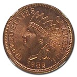 1882 Indian Cent MS-65 NGC (Red)