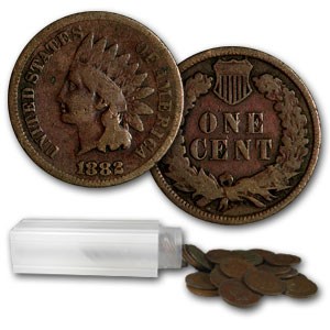 1882 Indian Head Cent 50-Coin Roll Avg Circ 1882 Indian Head Cent 50-Coin Roll Avg Circ