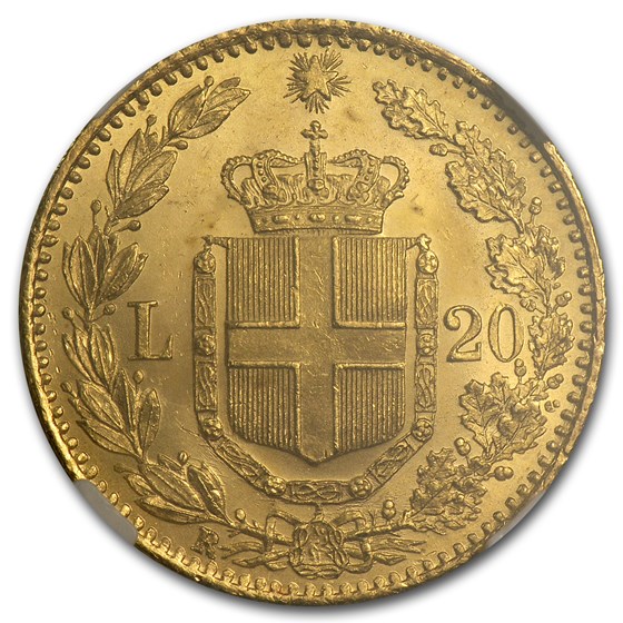 Buy 1882 Italy Gold 20 Lire MS-64 NGC/PCGS | APMEX