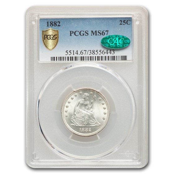 1882 Liberty Seated Quarter MS-67 PCGS CAC 1882 Liberty Seated Quarter MS-67 PCGS CAC