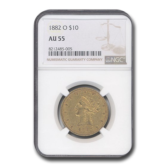 1882-O $10 Liberty Gold Eagle AU-55 NGC 1882-O $10 Liberty Gold Eagle AU-55 NGC