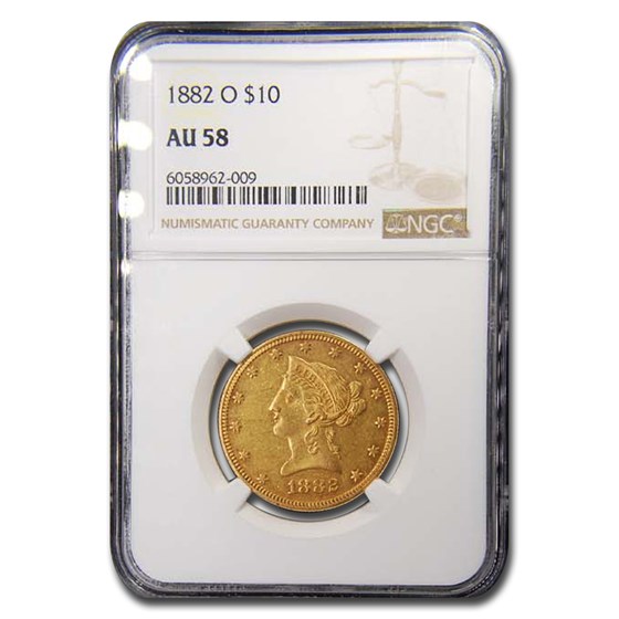1882-O $10 Liberty Gold Eagle AU-58 NGC 1882-O $10 Liberty Gold Eagle AU-58 NGC