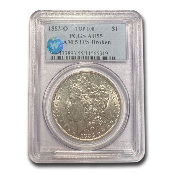 1882-O/S Morgan Dollar AU-55 PCGS (VAM 5 O/S Broken, Top 100) 1882-O/S Morgan Dollar AU-55 PCGS (VAM 5 O/S Broken, Top 100)
