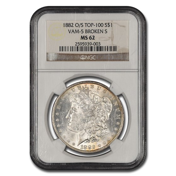 1882-O/S Morgan Dollar MS-62 NGC (VAM-5, Broken S, Top-100) 1882-O/S Morgan Dollar MS-62 NGC (VAM-5, Broken S, Top-100)