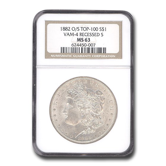 1882-O/S Morgan Dollar MS-63 NGC (VAM-4 Recessed S, Top-100) 1882-O/S Morgan Dollar MS-63 NGC (VAM-4 Recessed S, Top-100)