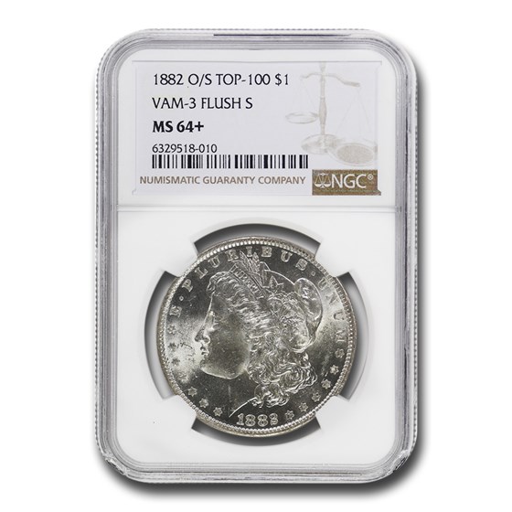 1882-O/S Morgan Dollar MS-64+ NGC (VAM-3 Flush S, Top-100) 1882-O/S Morgan Dollar MS-64+ NGC (VAM-3 Flush S, Top-100)