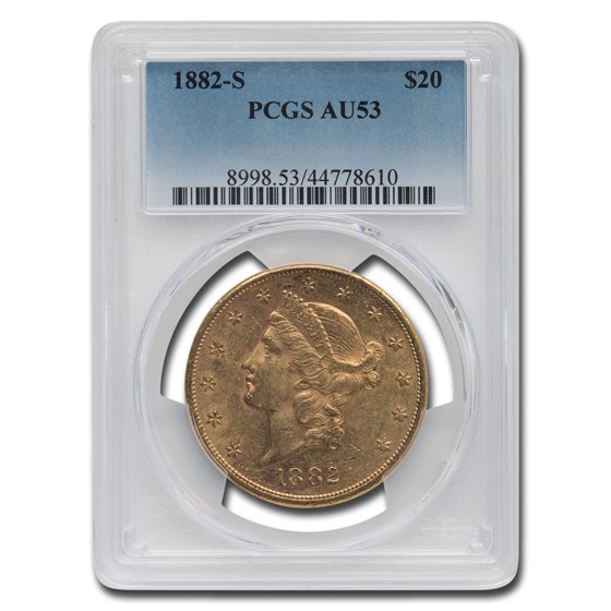 1882-S $20 Liberty Gold Double Eagle AU-53 PCGS 1882-S $20 Liberty Gold Double Eagle AU-53 PCGS