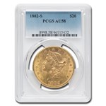 1882-S $20 Liberty Gold Double Eagle AU-58 PCGS