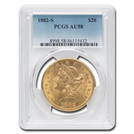 1882-S $20 Liberty Gold Double Eagle AU-58 PCGS 1882-S $20 Liberty Gold Double Eagle AU-58 PCGS