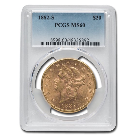 1882-S $20 Liberty Gold Double Eagle MS-60 PCGS 1882-S $20 Liberty Gold Double Eagle MS-60 PCGS