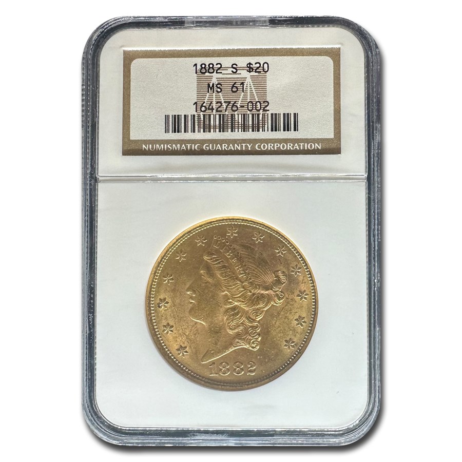 1882-S $20 Liberty Gold Double Eagle MS-61 NGC