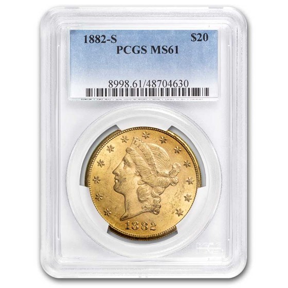 1882-S $20 Liberty Gold Double Eagle MS-61 PCGS 1882-S $20 Liberty Gold Double Eagle MS-61 PCGS