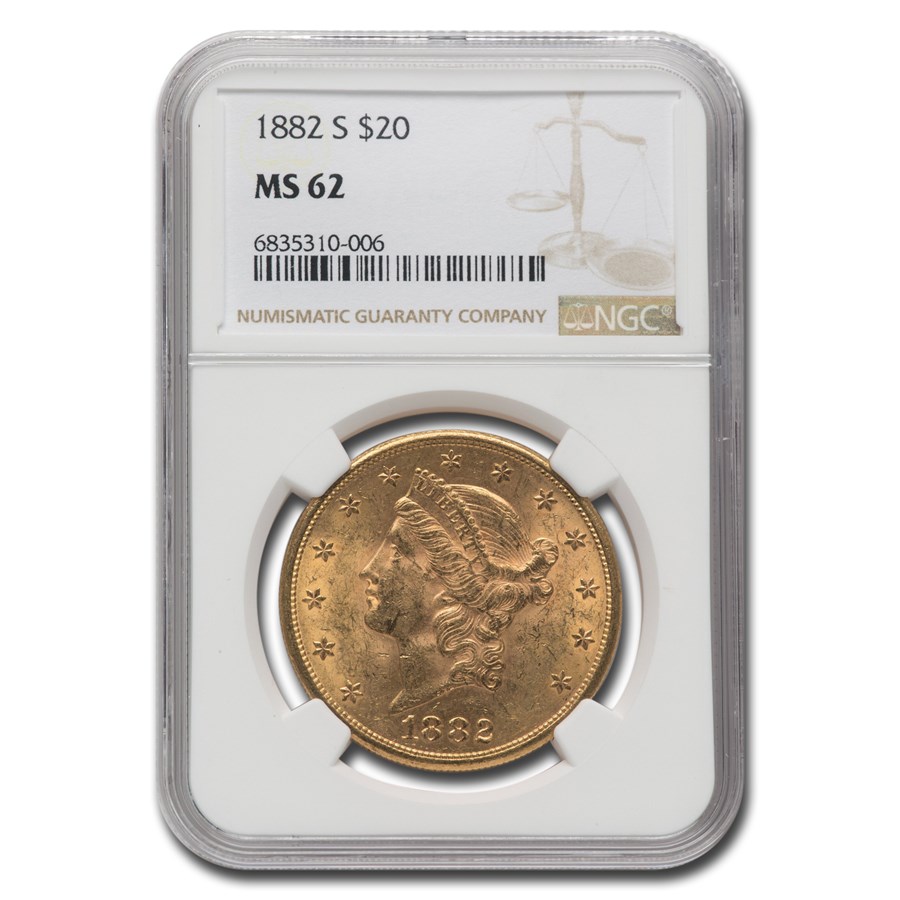 1882-S $20 Liberty Gold Double Eagle MS-62 NGC
