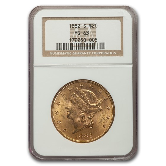 1882-S $20 Liberty Gold Double Eagle MS-63 NGC 1882-S $20 Liberty Gold Double Eagle MS-63 NGC