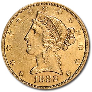 1882-S $5 Liberty Gold Half Eagle AU