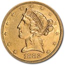 1882-S $5 Liberty Gold Half Eagle AU
