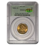 1882-S $5 Liberty Gold Half Eagle MS-64 PCGS CAC