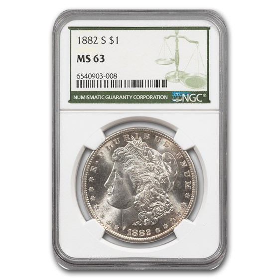 1882-S Morgan Dollar MS-63 NGC (Green Label) 1882-S Morgan Dollar MS-63 NGC (Green Label)