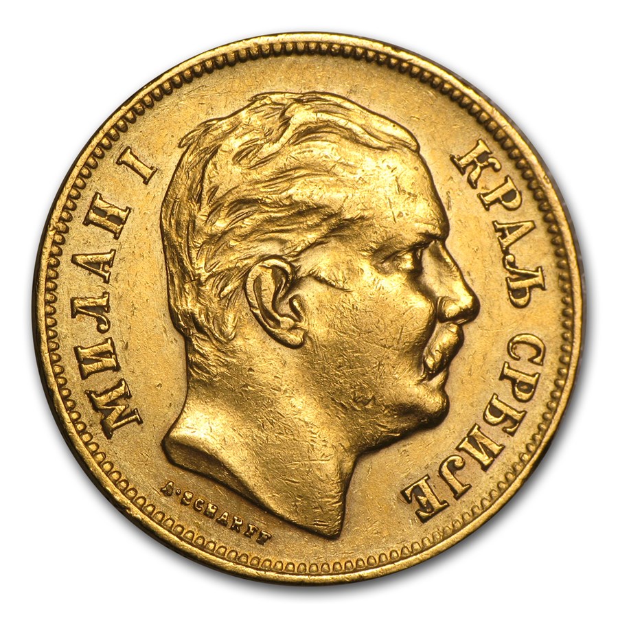 Buy 1882 Serbia Gold 20 Dinara Milan I Avg Circ | APMEX