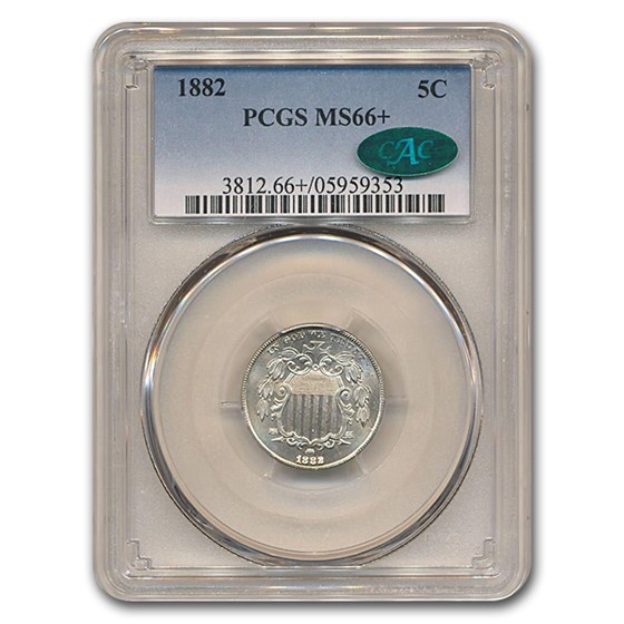 1882 Shield Nickel MS-66+ PCGS CAC 1882 Shield Nickel MS-66+ PCGS CAC