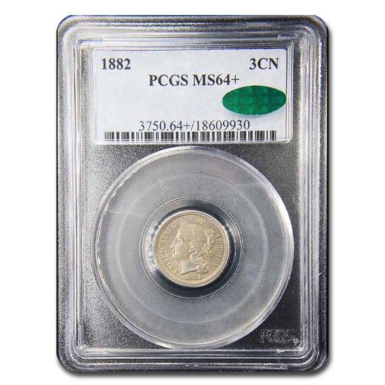 1882 Three Cent Nickel MS-64+ PCGS CAC