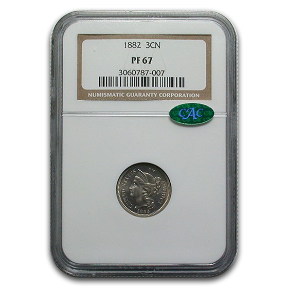 1882 Three Cent Nickel PF-67 NGC CAC 1882 Three Cent Nickel PF-67 NGC CAC