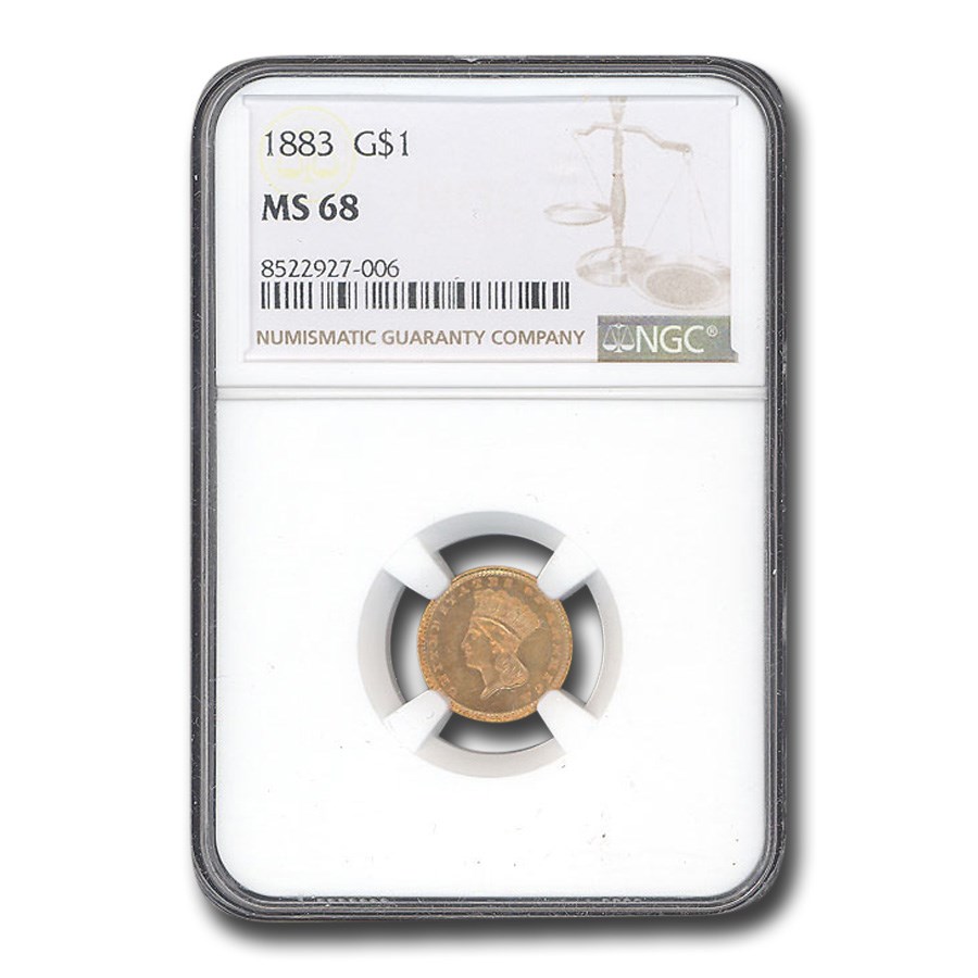 1883 $1 Indian Head Gold MS-68 NGC