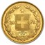 1883-1896 Switzerland Gold 20 Francs Helvetica AU