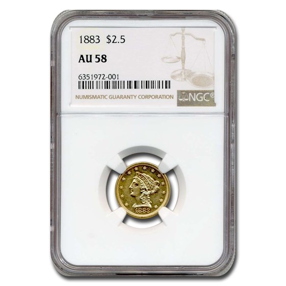 1883 $2.50 Liberty Gold Quarter Eagle AU-58 NGC 1883 $2.50 Liberty Gold Quarter Eagle AU-58 NGC