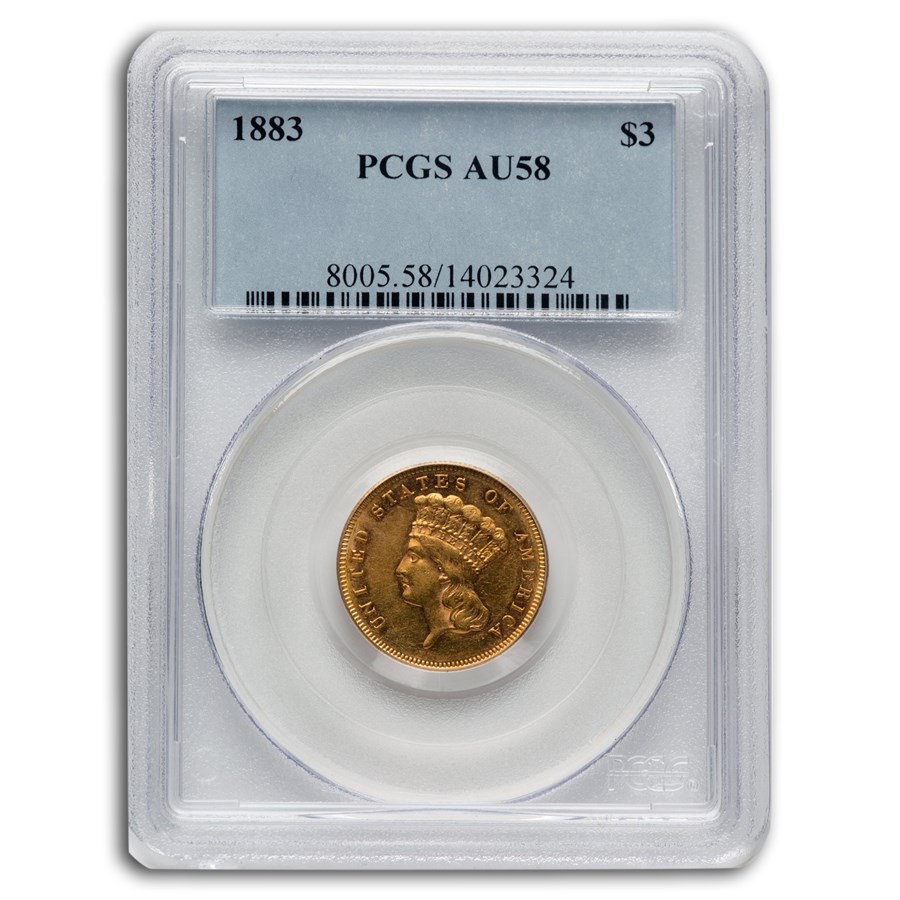 1883 $3 Gold Princess AU-58 PCGS