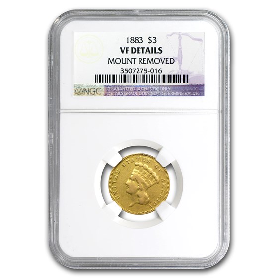 1883 $3 Gold Princess VF Details NGC 1883 $3 Gold Princess VF Details NGC