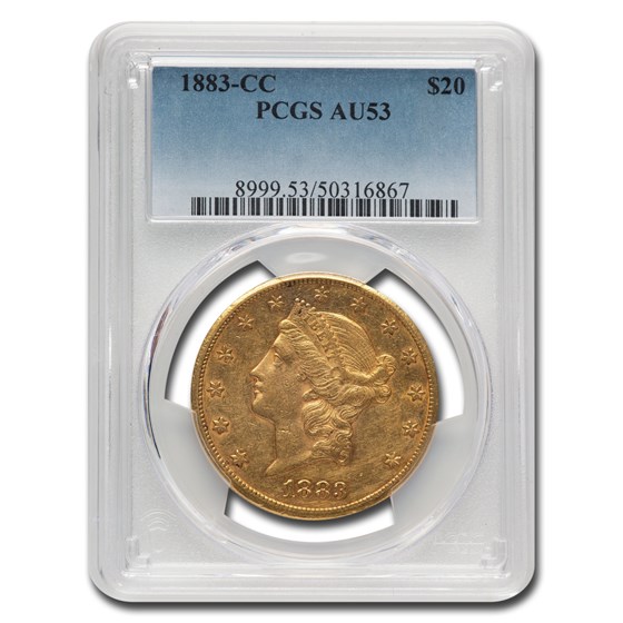 1883-CC $20 Liberty Gold Double Eagle AU-53 PCGS 1883-CC $20 Liberty Gold Double Eagle AU-53 PCGS