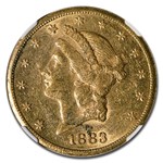 1883-CC $20 Liberty Gold Double Eagle AU-55 NGC