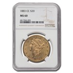 1883-CC $20 Liberty Gold Double Eagle MS-60 NGC