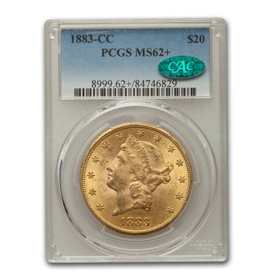1883-CC $20 Liberty Gold Double Eagle MS-62+ PCGS CAC 1883-CC $20 Liberty Gold Double Eagle MS-62+ PCGS CAC