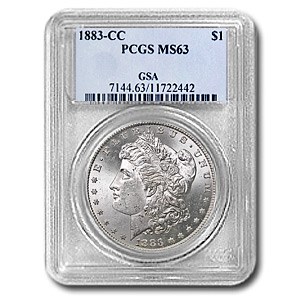 1883-CC Morgan Dollar MS-63 PCGS (GSA) 1883-CC Morgan Dollar MS-63 PCGS (GSA)