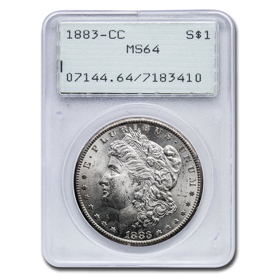 1883-CC Morgan Dollar MS-64 PCGS (Old Rattler Holder) 1883-CC Morgan Dollar MS-64 PCGS (Old Rattler Holder)