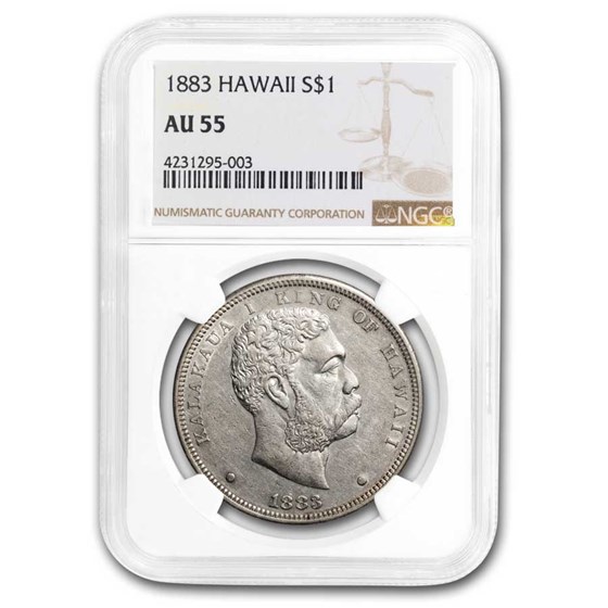 1883 Hawaii Dollar Kalakaua I AU-55 NGC 1883 Hawaii Dollar Kalakaua I AU-55 NGC