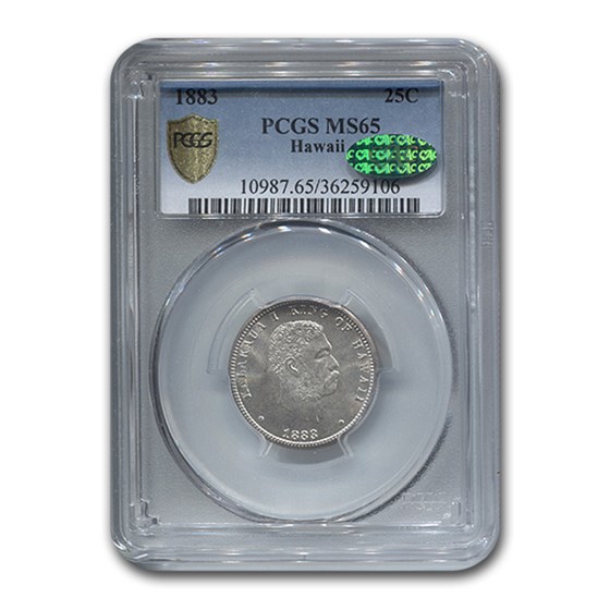 1883 Hawaii Quarter Kalakaua I MS-65 PCGS CAC 1883 Hawaii Quarter Kalakaua I MS-65 PCGS CAC