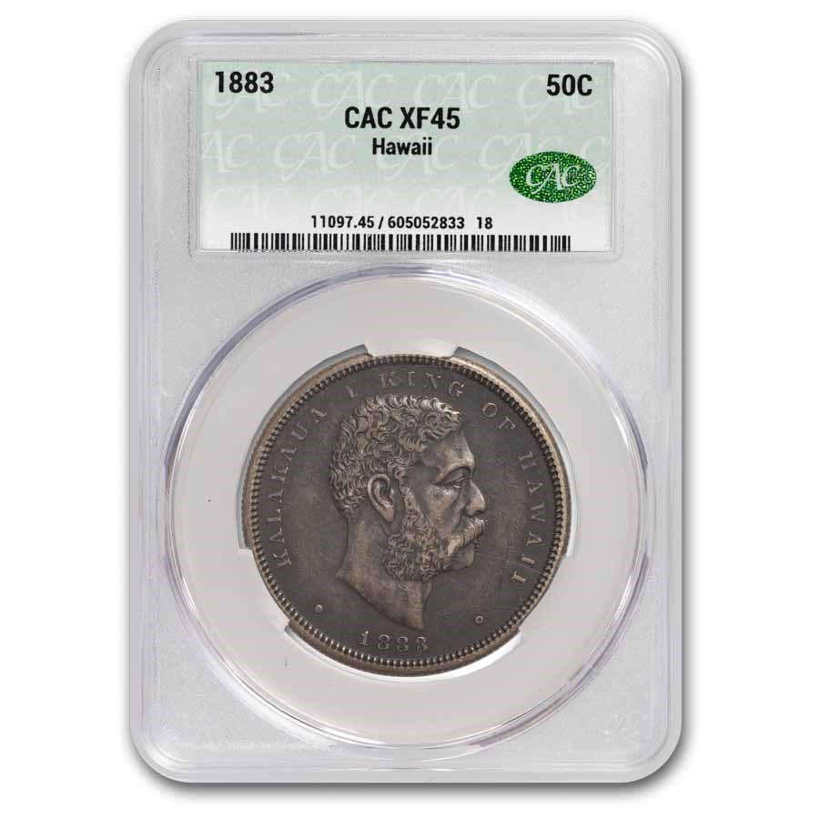 1883 Hawaii Silver Half Dollar King Kalakaua I XF-45 CACG
